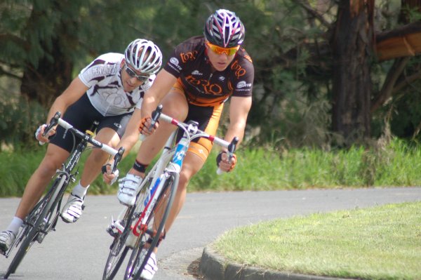 A grade Pair Brenton Jones and Shane Stiles corner in Saturday’s Criterium Race