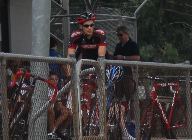 Tom Leaper warming up before his A grade win